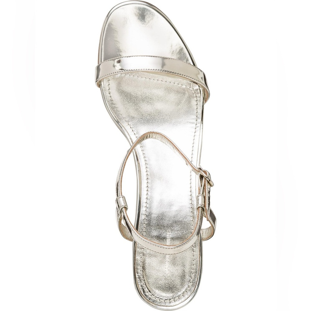 Mansur Gavriel Silver Leather Ankle Strap Heel Sandals Metallic size 9.5 - Picture 8 of 14